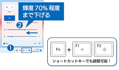 画面の輝度の調整