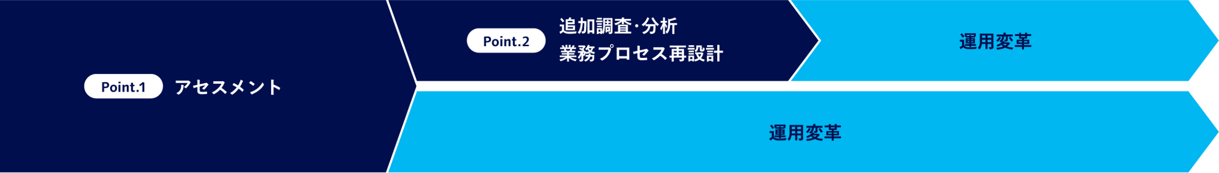 サービスのアセスメントから、お客さまの状況に合わせて、業務再設計および運用変革の伴走までの図