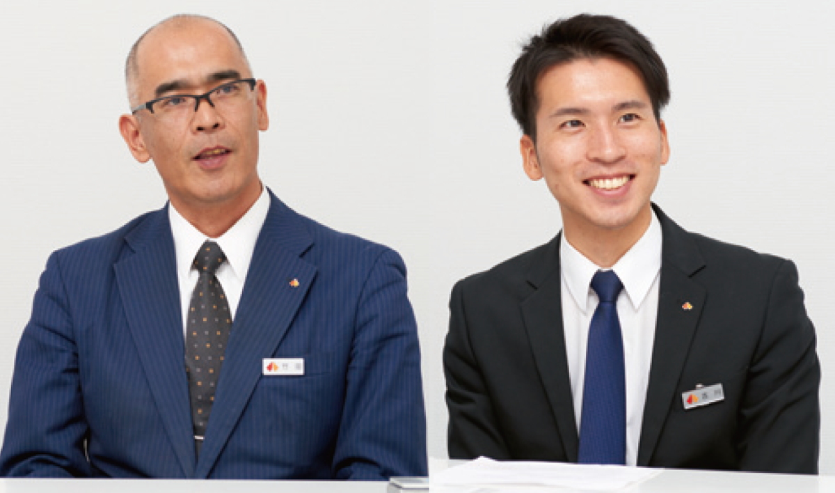 写真：南海電気鉄道株式会社 営業推進室 営業部 課長補佐 竹田慎弥様（写真左）  都市創造本部 ビル事業部 主任 古川貴裕様（写真右）