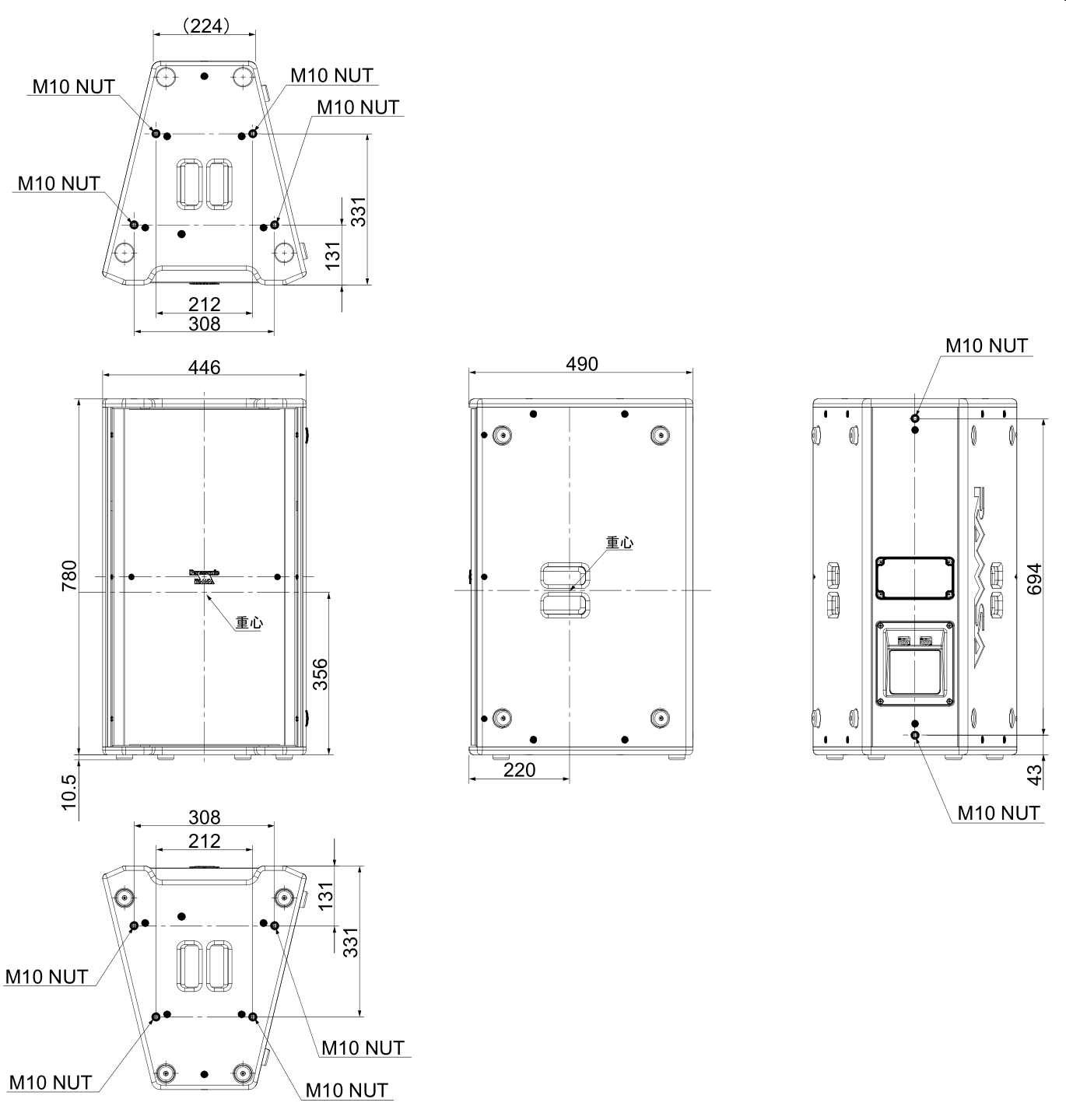 WS-HM5000シリーズ WS-HM5104 寸法図